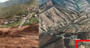В селе Хин Шена, перешедшем под контроль Азербайджана, с помощью строительной техники разрушается сельское кладбище. Скриншот видео https://www.facebook.com/watch/?v=2356918727851916